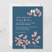 Hochzeit des Navy Blue & Pink Cherry Blossom Sprin Einladung (Vorderseite)