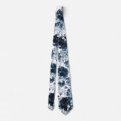 Hochzeit des Navy Blue White Peony Eucalyptus Gard Krawatte (Rückseite)