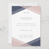 Hochzeit des Navy Blush Modern Monogram Einladung (Vorderseite)
