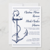 Hochzeit des Navy Nautical Sketch Anchor Foto Einladung (Vorderseite)