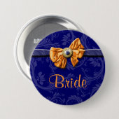 Hochzeit des navy-orange-Brautparty Button (Vorne & Hinten)