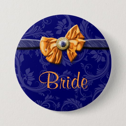 Hochzeit des navy-orange-Brautparty Button (Vorderseite)