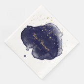Hochzeit des Navy Watercolor Stain Gold Ink Spritz Serviette (Ecke)