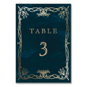Hochzeit des Navy Whimsical Medieval Tischnummer (Rückseite)