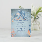 Hochzeit des Octopus Sea Life Beach Save The Date (Stehend Vorderseite)