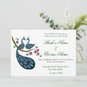 Hochzeit des Pfau--1 lädt ein Einladung (Stehend Vorderseite)