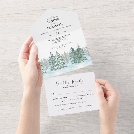 Hochzeit des Pinienwaldes All In One Einladung (Abreißen)