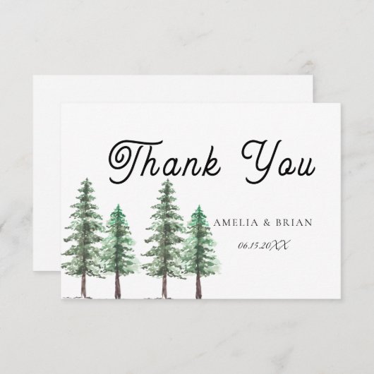 Hochzeit des Pinienwaldes Dankeskarte (Vorne/Hinten)