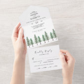 Hochzeit des Pinienwaldes im Wasser All In One Einladung (Abreißen)