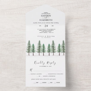 Hochzeit des Pinienwaldes im Wasser All In One Einladung