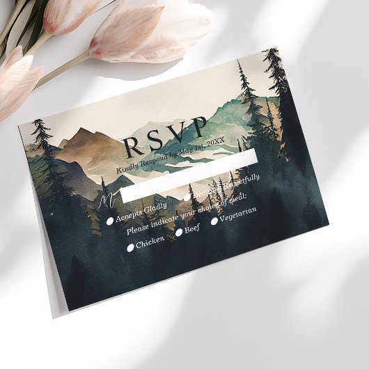 Hochzeit des Pinienwaldes im Wasserfarbengebirge - RSVP Karte