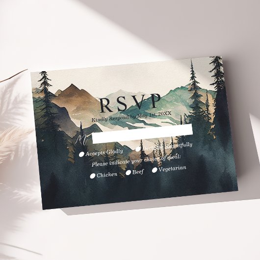 Hochzeit des Pinienwaldes im Wasserfarbengebirge - RSVP Karte