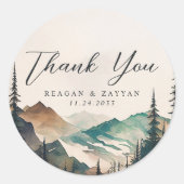 Hochzeit des Pinienwaldes im Wasserfarbengebirge V Runder Aufkleber (Vorderseite)