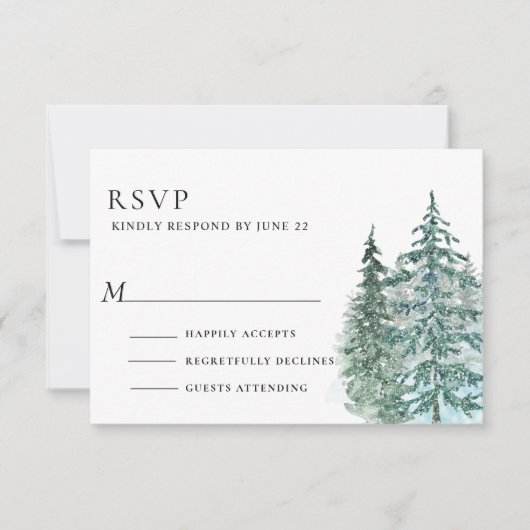 Hochzeit des Pinienwaldes RSVP Karte (Vorderseite)