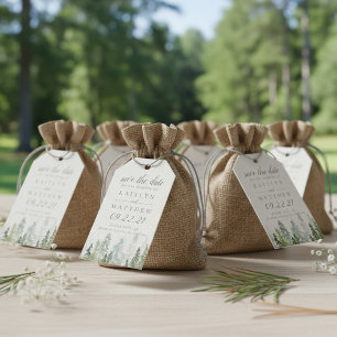 Hochzeit des Pinienwalds im Wasserfarbenwald rette Geschenkanhänger