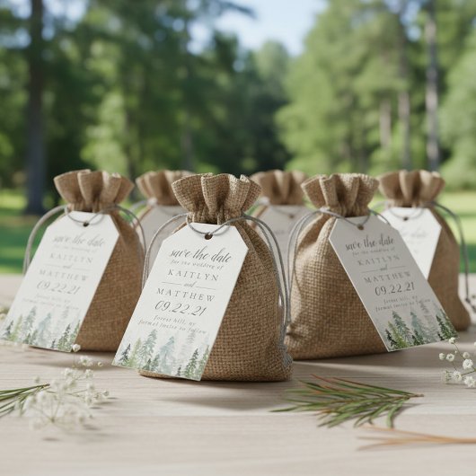 Hochzeit des Pinienwalds im Wasserfarbenwald rette Geschenkanhänger