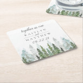 Hochzeit des Pinienwalds im Wasserfarbenwald rette Rechteckiger Pappuntersetzer (angewinkelt)
