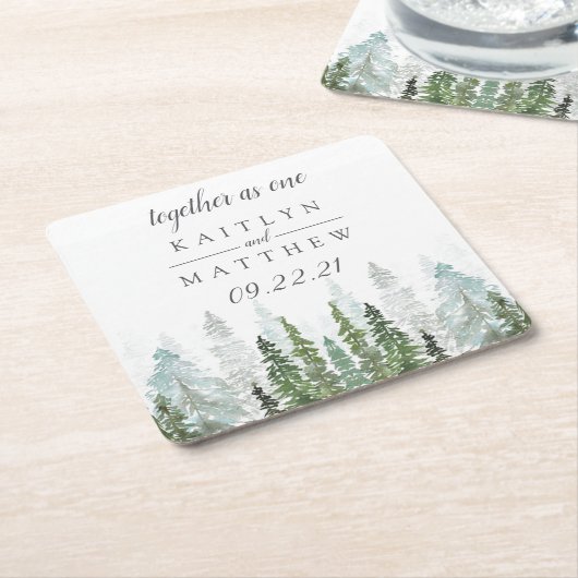 Hochzeit des Pinienwalds im Wasserfarbenwald rette Rechteckiger Pappuntersetzer (angewinkelt)