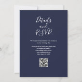 Hochzeit des QR-Codes für blaue Grünpflanzen Einladung (Rückseite)