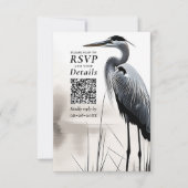 Hochzeit des QR-Codes für Blauhelme-Küstenvögel RSVP Karte (Vorderseite)