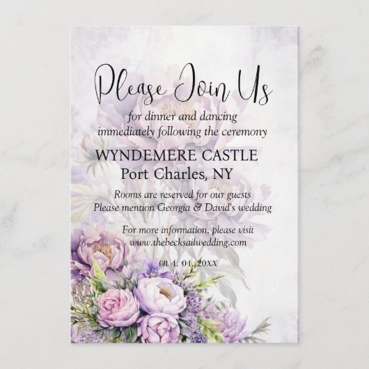 Hochzeit des QR-Codes für Wasserfarbenlavender Peo Begleitkarte (Vorderseite)