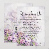 Hochzeit des QR-Codes für Wasserfarbenlavender Peo Begleitkarte (Vorne/Hinten)