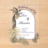 Hochzeit des Regenwaldes mit Lila Wasserfarbe Acryleinladungen (Vorderseite)