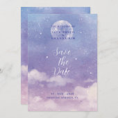 Hochzeit des römischen Mondschein Wasserfarbe Datu Einladung (Vorne/Hinten)