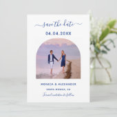 Hochzeit des Royal Blue Foto Save the Date (Stehend Vorderseite)