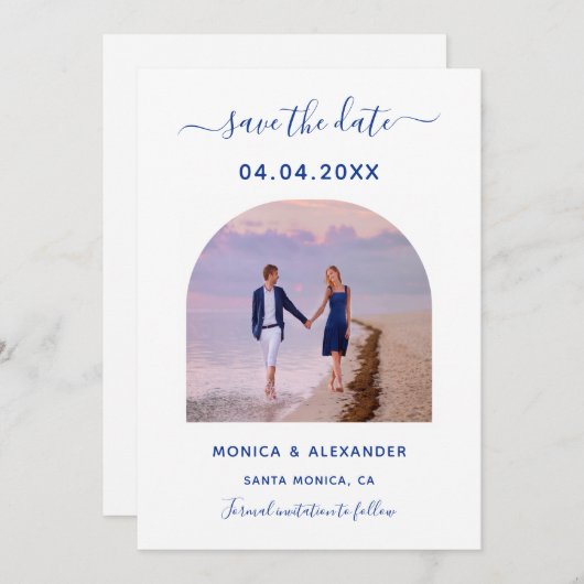 Hochzeit des Royal Blue Foto Save the Date (Vorne/Hinten)