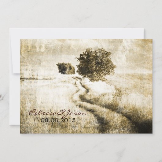 Hochzeit des rustikalen Land Straßen-Westerns im Einladung (Vorderseite)