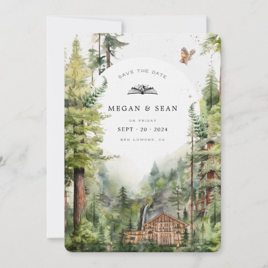 Hochzeit des Rustikalen Waldes | SAVE THE DATE (Vorderseite)