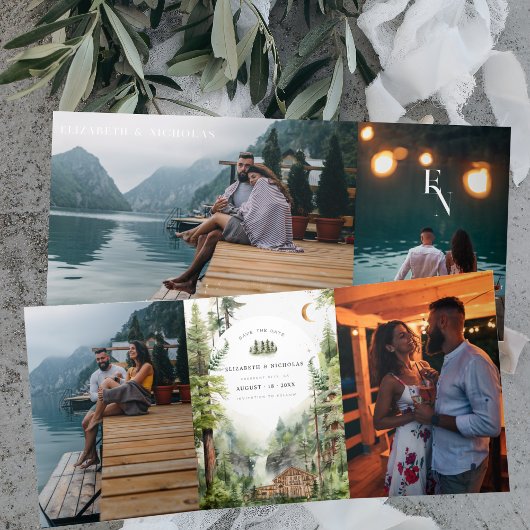 Hochzeit des Rustikalen Waldes | SAVE THE DATE Dreifach Gefaltete Einladung