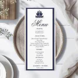 Hochzeit des Schiffes Nautical Cruise Menükarte