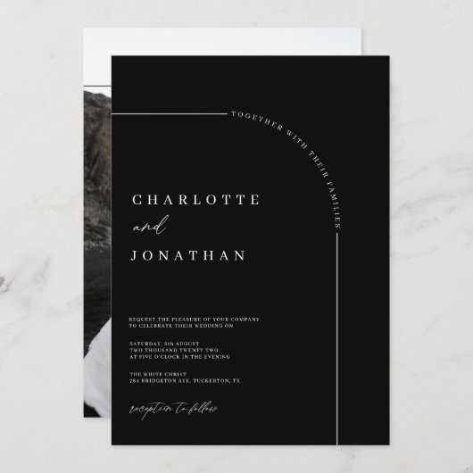 Hochzeit des Schwarz-Weiß-Fotos Einladung (Vorne/Hinten)