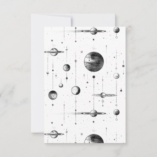 Hochzeit des Schwarz-weißen Crescent Moon RSVP Karte (Rückseite)