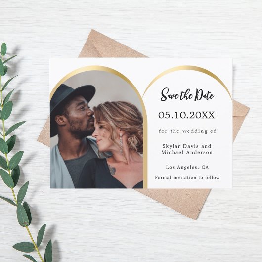 Hochzeit des Schwarz-weißen Goldenen Fotos Save The Date