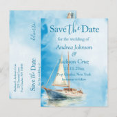 Hochzeit des Segelbootes mit Aquarellfarben Das Da Postkarte (Vorne/Hinten)