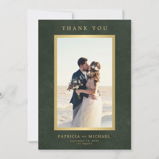 Hochzeit des smaragdgrünen Fotos Dankeskarte (Vorderseite)