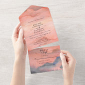Hochzeit des Sonnenuntergangs All In One Einladung (Abreißen)