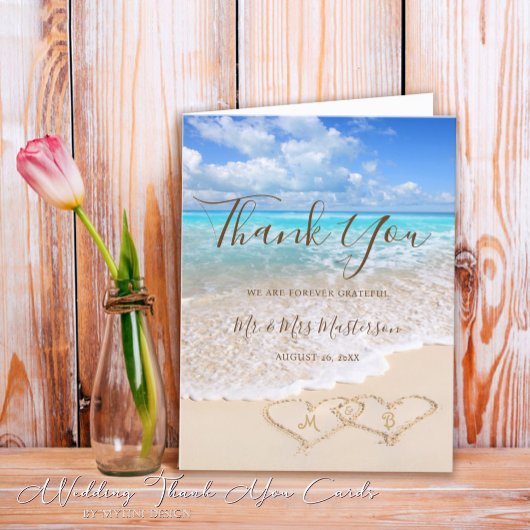 Hochzeit des tropischen Blue Ocean Waves Beach Dankeskarte