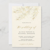 Hochzeit des tropischen bohemischen Goldpampas Einladung (Vorderseite)