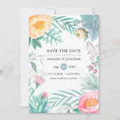 Hochzeit des tropischen Florenstrands Save The Date (Vorderseite)