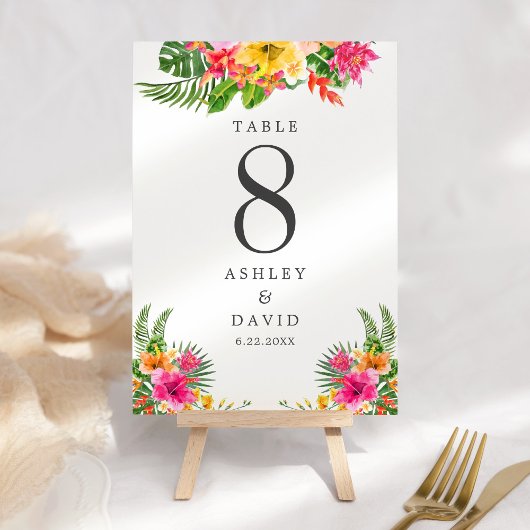 Hochzeit des tropischen Hibiskus Tischnummer