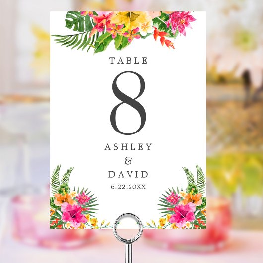 Hochzeit des tropischen Hibiskus Tischnummer