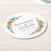 Hochzeit des tropischen Sommers mit Wasserfarbe Runder Pappuntersetzer (Angewinkelt)