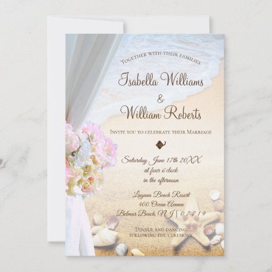 Hochzeit des tropischen Strandes Einladung (Vorderseite)