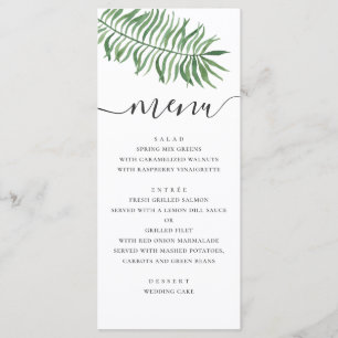 Hochzeit des tropischen Strandes mit Aquarellfarbe Menükarte