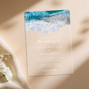 Hochzeit des tropischen Strandes mit blauem Ozean Acryleinladungen