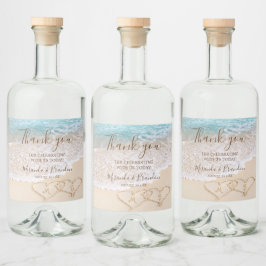 Hochzeit des tropischen Strandes mit blauem Ozean Alkoholflaschenetikett